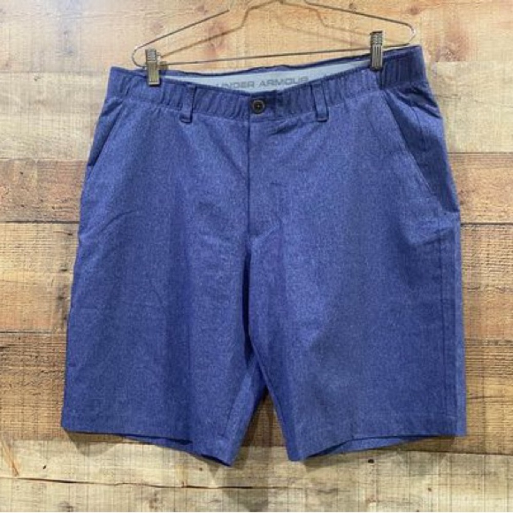 Under Armour Heat Gear Loose Fit Mens Blue Golf Shorts Size 38